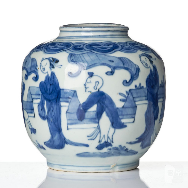 A blue and white 'boys at play' jar, - 图3